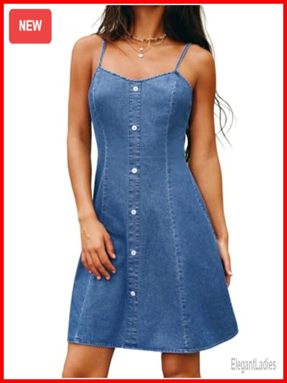 Womens Mini Denim Dress Cotton Blend Button Down V-Neck Sleeveless Summer